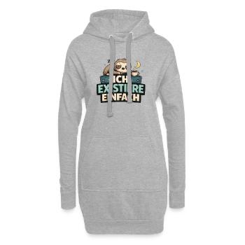 Ich existiere einfach – Faultier Motiv lustig  - Hoodie-Kleid - Grau meliert - Vorne