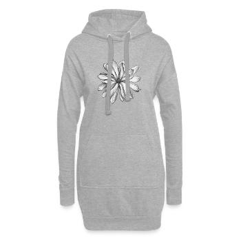 sternmagnolien, Monochrome Blüten - Hoodie-Kleid - Grau meliert - Vorne
