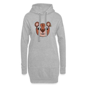 Fröhliches, freches Tiergesicht - Hoodie-Kleid - Grau meliert - Vorne