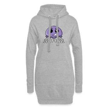 Flieder-Quallen-Cartoon - Hoodie-Kleid - Grau meliert - Vorne