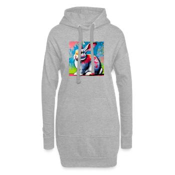 Kaninchen - Hoodie-Kleid - Grau meliert - Vorne