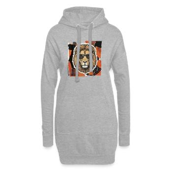 lion sauvage - Sweat-shirt à capuche long Femme - gris chiné - Devant