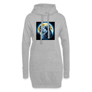 Wolf heult zum Vollmond - Hoodie-Kleid - Grau meliert - Vorne