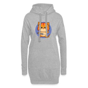 Chat tigré amical aux yeux verts - Sweat-shirt à capuche long Femme - gris chiné - Devant