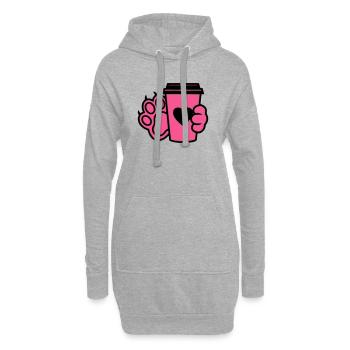 Hundepfote Kaffee Tasse Hunde Mama - Hoodie-Kleid - Grau meliert - Vorne