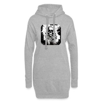 Roses crâne avec casque - Sweat-shirt à capuche long Femme - gris chiné - Devant