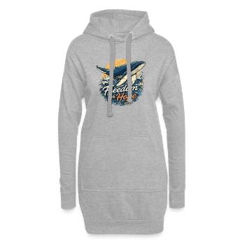 Liberté pour l’espoir : Baleine et Vague - Sweat-shirt à capuche long Femme - gris chiné - Devant