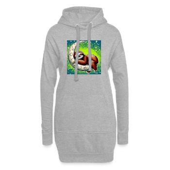 La paresse dort sur la Lune - Sweat-shirt à capuche long Femme - gris chiné - Devant