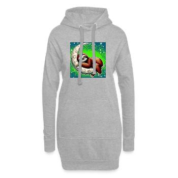 La paresse dort sur la Lune - Sweat-shirt à capuche long Femme - gris chiné - Devant