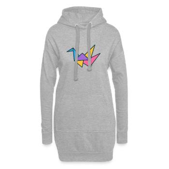 Bunte Origami-Kran-Geometrie - Hoodie-Kleid - Grau meliert - Vorne