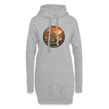 Coucher de soleil dans le parc national de Zion, déserts de l’Utah - Sweat-shirt à capuche long Femme - gris chiné - Devant