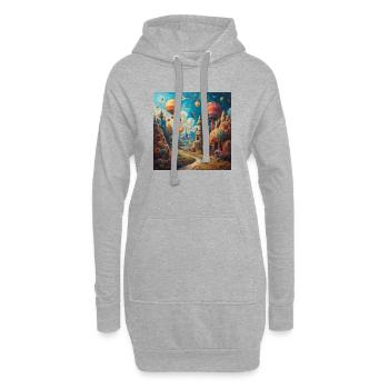 Paysage fantastique de ballons dans des tours colorées - Sweat-shirt à capuche long Femme - gris chiné - Devant