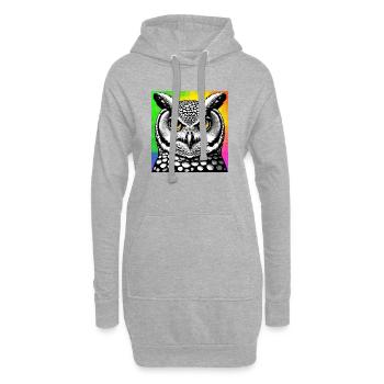 Eule - Hoodie-Kleid - Grau meliert - Vorne