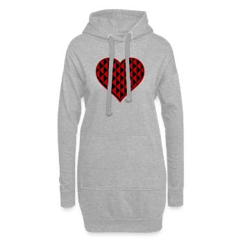 Cœur avec des triangles rouges - Sweat-shirt à capuche long Femme - gris chiné - Devant