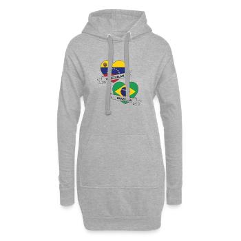 Venezolanische brasilianische Herzflaggen - Hoodie-Kleid - Grau meliert - Vorne