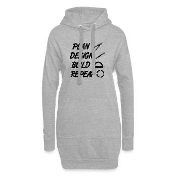 Planen Entwerfen Bauen Wiederholen - Hoodie-Kleid - Grau meliert - Vorne