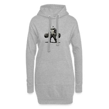 Panda Strength – Bodybuilding Design - Hoodie-Kleid - Grau meliert - Vorne