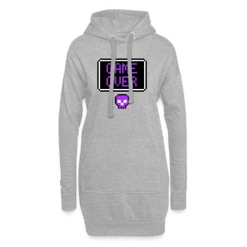Game Over Totenkopf Pixel Art - Hoodie-Kleid - Grau meliert - Vorne