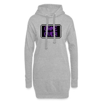 Game Over Shield Rétro Gamer - Sweat-shirt à capuche long Femme - gris chiné - Devant
