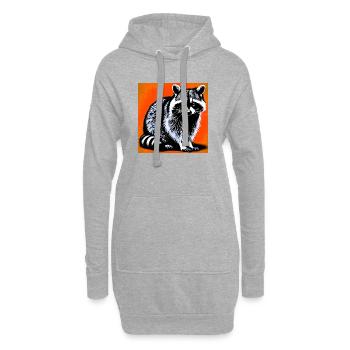 Raton laveur - Sweat-shirt à capuche long Femme - gris chiné - Devant