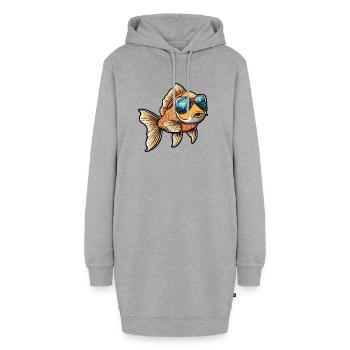 Vacances de bandes dessinées Poisson Rouge - Sweat-shirt à capuche long Femme - gris chiné - Devant