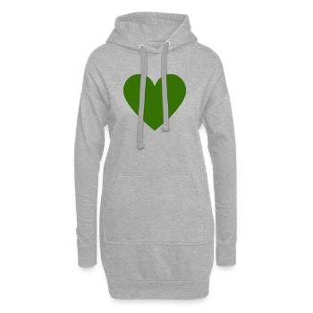 Cœur vert - Vert foncé - Minimaliste - Sweat-shirt à capuche long Femme - gris chiné - Devant