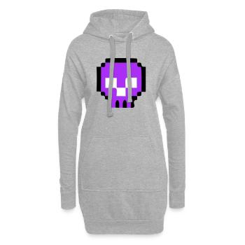 Pixel Totenkopf Game Over - Hoodie-Kleid - Grau meliert - Vorne