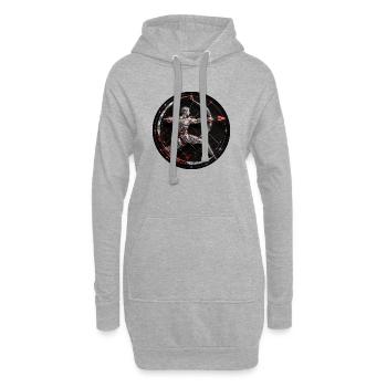 Geometrischer Bogenschütze im Kreis - Hoodie-Kleid - Grau meliert - Vorne