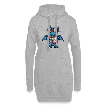 Drache Comic Urlaub - Hoodie-Kleid - Grau meliert - Vorne