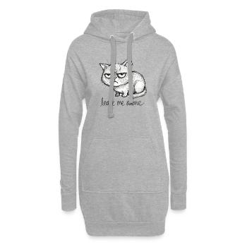 Chat Gribouillis - Sweat-shirt à capuche long Femme - gris chiné - Devant
