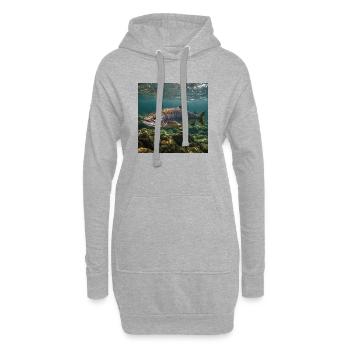 Motif sous-marin du saumon - Sweat-shirt à capuche long Femme - gris chiné - Devant