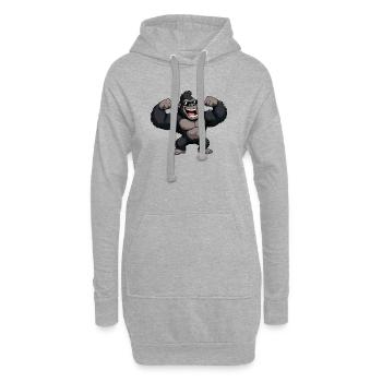 Gorilla Kraftheld mit Sonnenbrille - Hoodie-Kleid - Grau meliert - Vorne