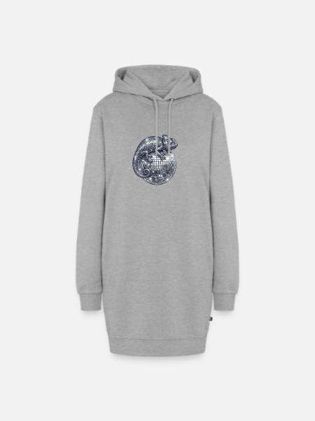 Chamäleon auf der Discokugel - Hoodie-Kleid - Grau meliert