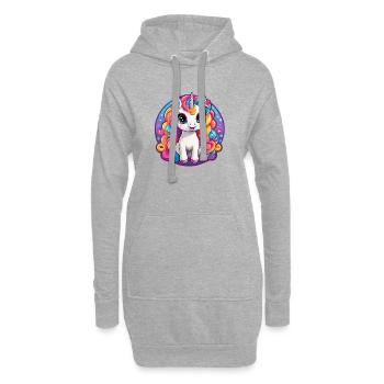 Traumhaftes Regenbogeneinhorn - Hoodie-Kleid - Grau meliert - Vorne