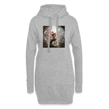 Fée steampunk aux ailes - Sweat-shirt à capuche long Femme - gris chiné - Devant