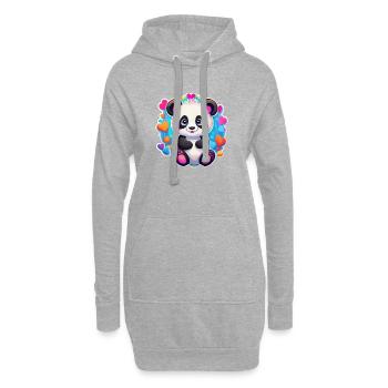 Regenbogenherz-Panda - Hoodie-Kleid - Grau meliert - Vorne