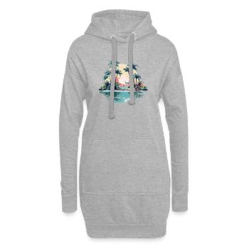 Île tropicale au coucher du soleil - Sweat-shirt à capuche long Femme - gris chiné - Devant