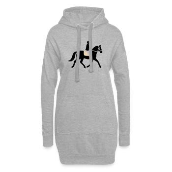 Reiter Pferd Silhouette Logo - Hoodie-Kleid - Grau meliert - Vorne