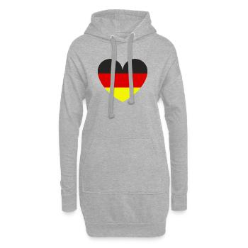 Deutsche Flagge in Herzform - Hoodie-Kleid - Grau meliert - Vorne