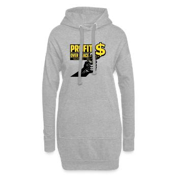 Satire du profit contre la paix - Sweat-shirt à capuche long Femme - gris chiné - Devant