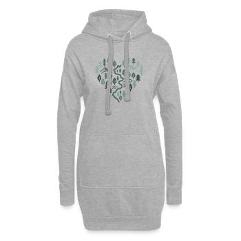 Wandern Herz - Waldlandschaft mit Fluss und Berg - Hoodie-Kleid - Grau meliert - Vorne