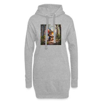 Leuchtender Waldmagier-Maus - Hoodie-Kleid - Grau meliert - Vorne