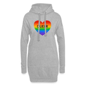 Pride QUEER rainbow heart - Hoodie Dress - heather grey - Front