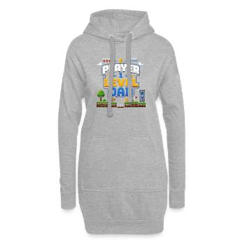 Pixellevel Vater: Retro Spielwelt - Hoodie-Kleid - Grau meliert - Vorne