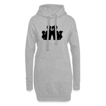 Silhouette familiale Les parents Enfants aiment ensemble - Sweat-shirt à capuche long Femme - gris chiné - Devant