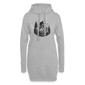 VTT, descente, sentier alpin, Alpes, sports de montagne - Sweat-shirt à capuche long Femme - gris chiné - Devant