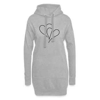 Deux cœurs dans le dessin au trait minimaliste - Sweat-shirt à capuche long Femme - gris chiné - Devant