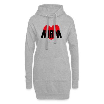 Maman Cœur Rouge - Sweat-shirt à capuche long Femme - gris chiné - Devant