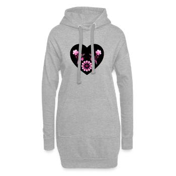 Fleur - Sweat-shirt à capuche long Femme - gris chiné - Devant