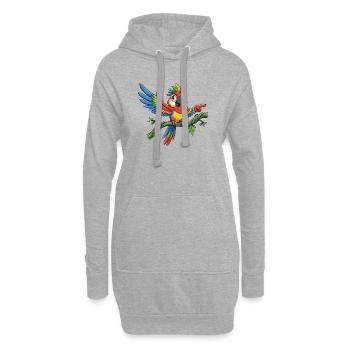 Perroquet coloré sur une branche – Pose - Sweat-shirt à capuche long Femme - gris chiné - Devant